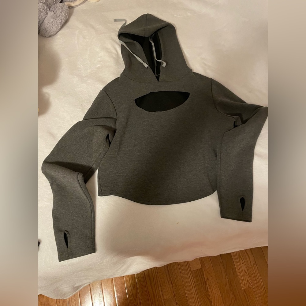 Buffbunny GRAY balance crop hoodie M